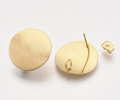 Stainless steel studs oorbellen met oogje rond 20mm, 2 stuks