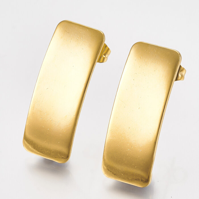 Stainless steel stud earrings with eyelet rectangle 26x10mm, 2 pieces