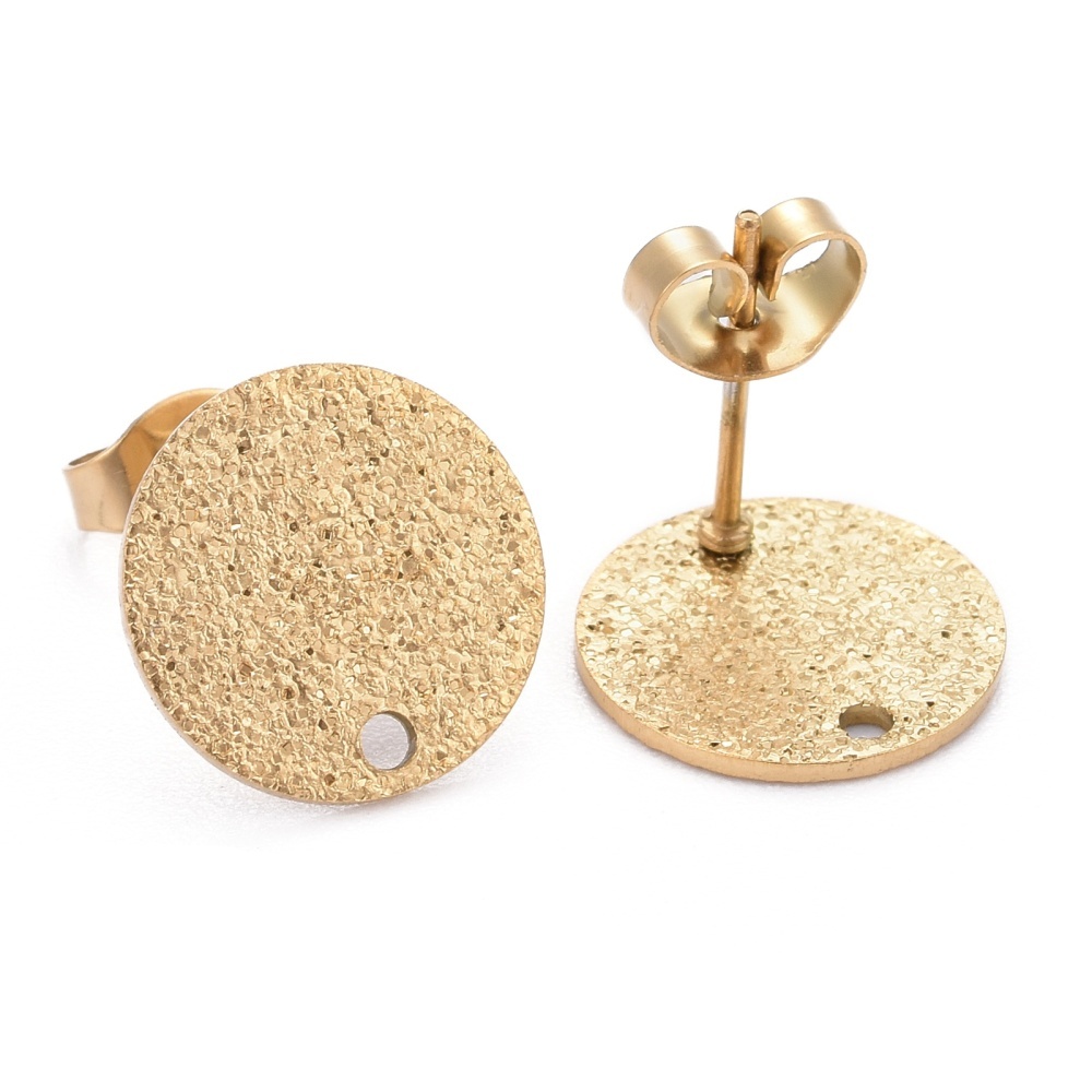 Stainless steel studs oorbellen met oogje rond 12mm, 2 stuks