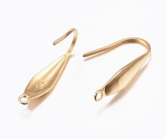 Stainless steel oorbel haakje met oogje 19.5x4.5x1mm, 2 stuks