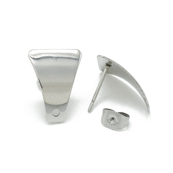 Stainless steel studs oorbellen met oogje 16x12mm, 2 stuks