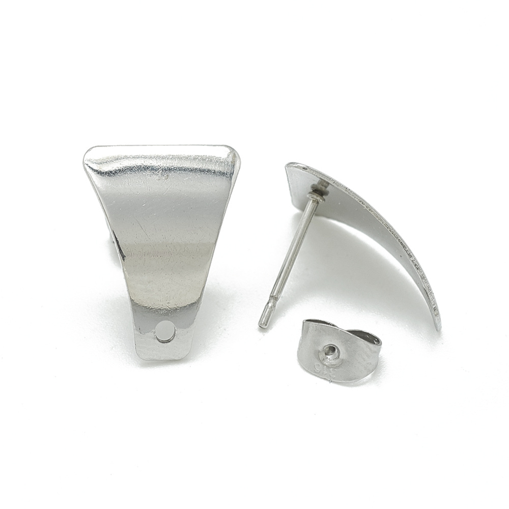 Stainless steel studs oorbellen met oogje 16x12mm, 2 stuks