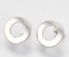 Stainless steel stud earrings with eyelet round 18mm, 2 pieces