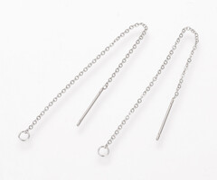 Stainless steel oorbel draadje met oogje 90~94x1.2mm, 2 stuks