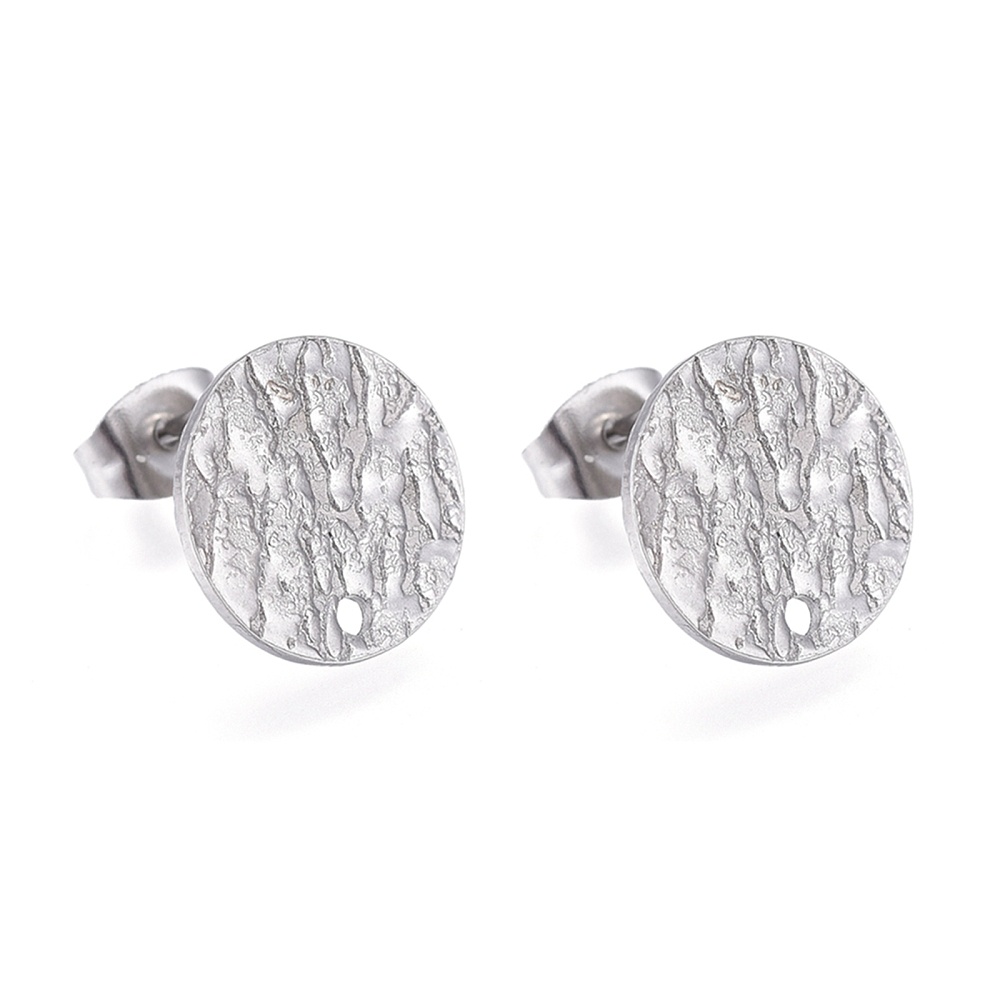 Stainless steel stud earrings with eyelet round 12mm, 2 pieces