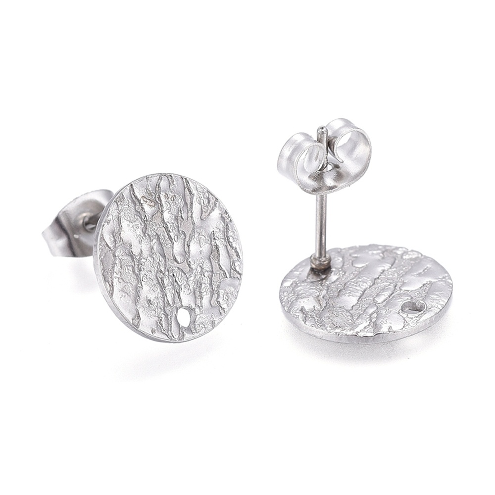 Stainless steel stud earrings with eyelet round 12mm, 2 pieces