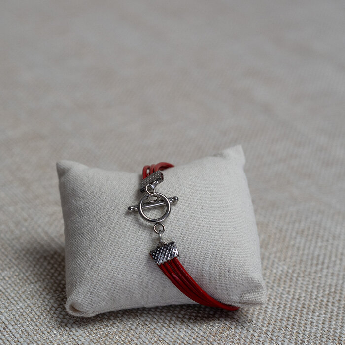 BoxKnot Armband Leer in Blauw en Zwart Maken Inspi349