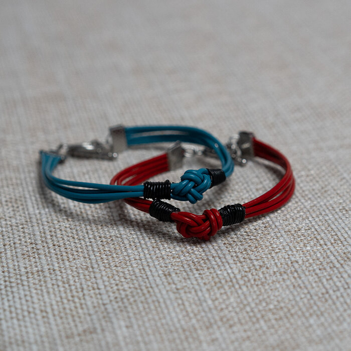 BoxKnot Armband Leer in Blauw en Zwart Maken Inspi349
