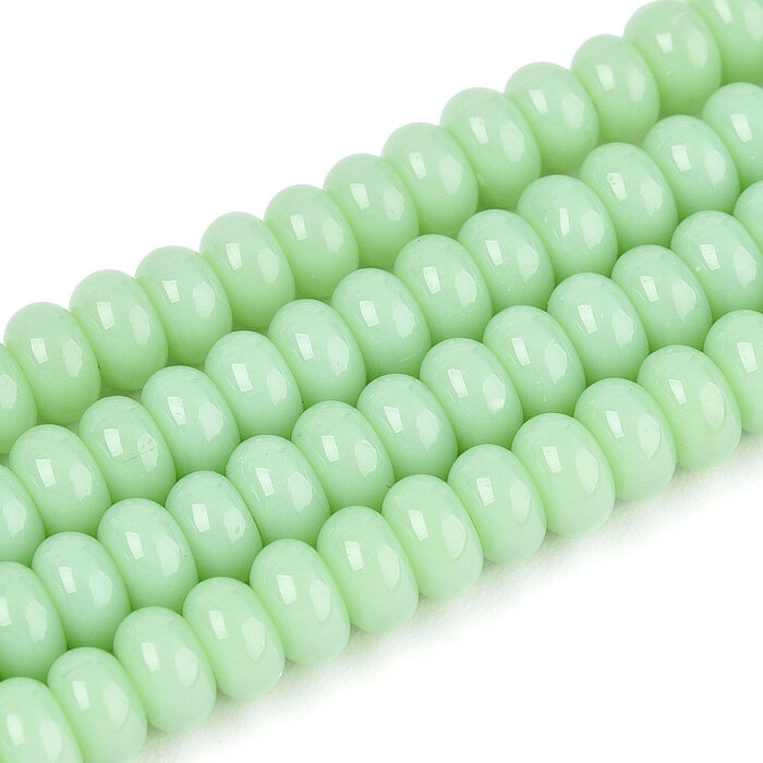 Glaskralen Rondelle Licht Groen 4x2.5mm, 120 stuks