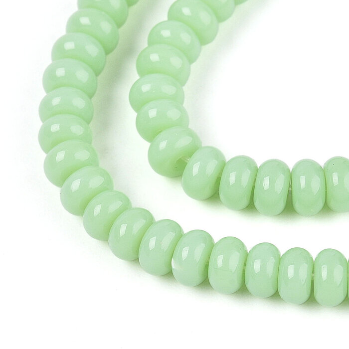Glaskralen Rondelle Licht Groen 4x2.5mm, 120 stuks