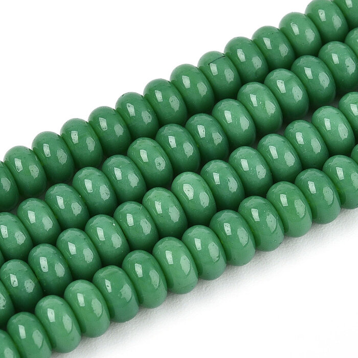 Glaskralen Rondelle Zee Groen 4x2.5mm, 120 stuks