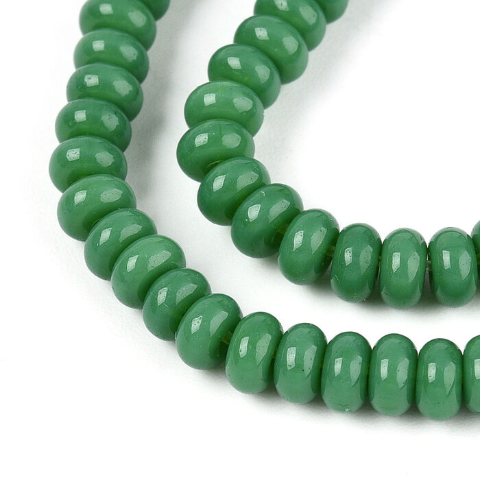 Glaskralen Rondelle Zee Groen 4x2.5mm, 120 stuks