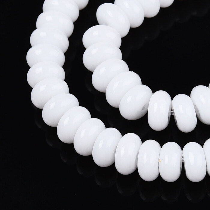 Glass beads Rondelle White 4x2.5mm, 120 pieces