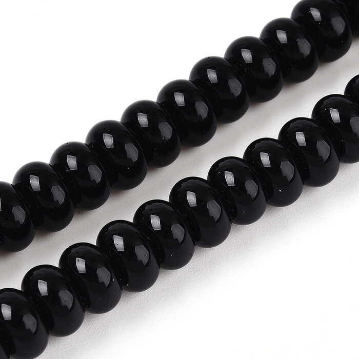 Glass beads Rondelle Black 4x2.5mm, 120 pieces