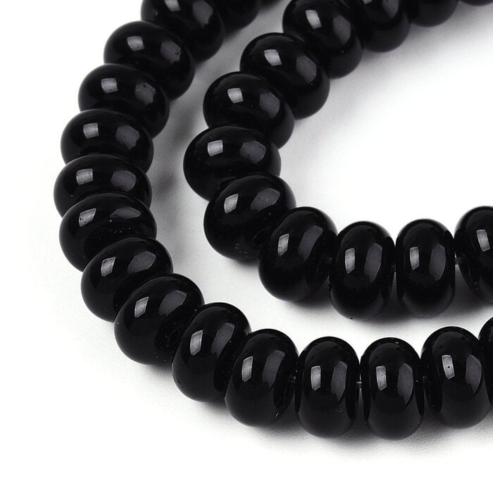 Glass beads Rondelle Black 4x2.5mm, 120 pieces