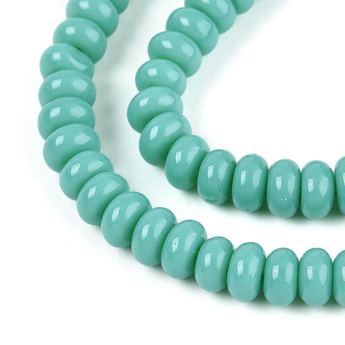 Glaskralen Rondelle Turkoois 4x2.5mm, 120 stuks