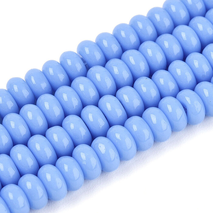 Glaskralen Rondelle Licht Blauw 4x2.5mm, 120 stuks