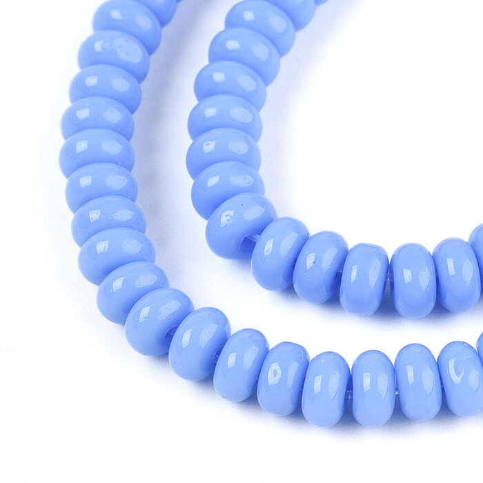 Glaskralen Rondelle Licht Blauw 4x2.5mm, 120 stuks