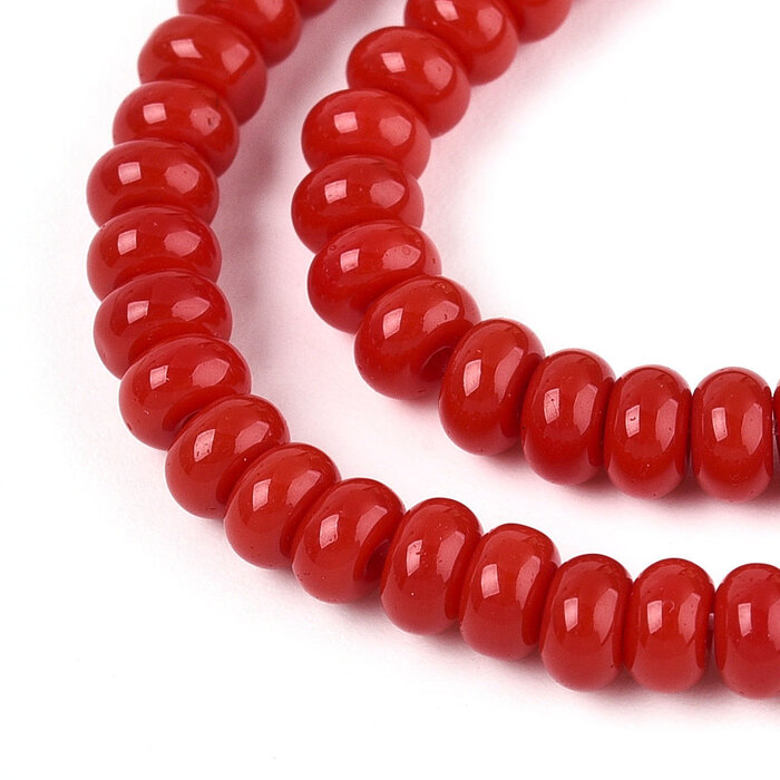 Glass beads Rondelle Red 4x2.5mm, 120 pieces