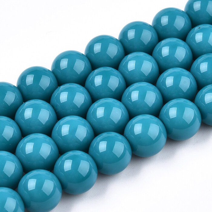 Glass beads Round Blue 6~6.5mm, 62 pieces