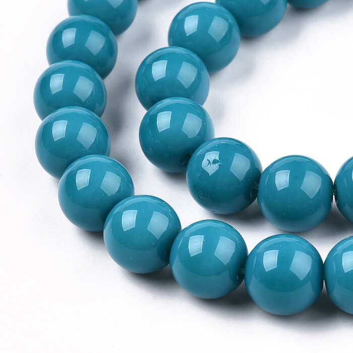 Glass beads Round Blue 6~6.5mm, 62 pieces