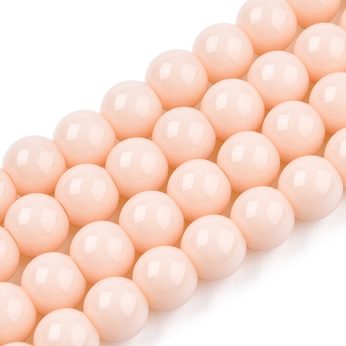 Glass beads Round Peach Pink 6~6.5mm, 62 pieces