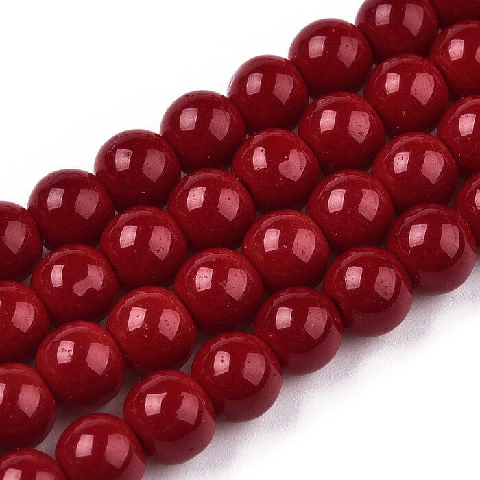 Glass beads Round Wine Red 6~6.5mm, 62 pieces