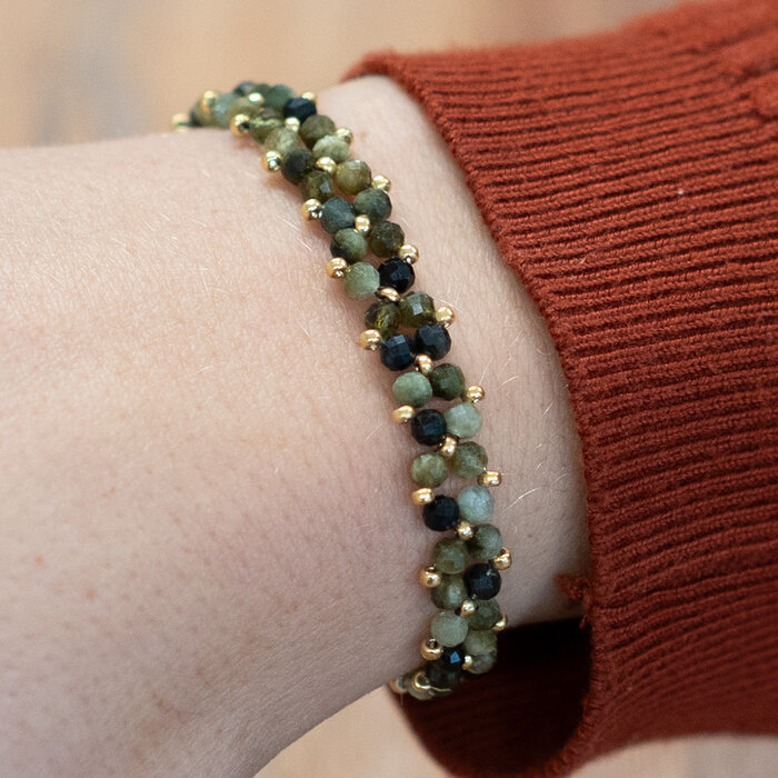 Armband set met edelsteen facet kralen en rocailles Inspi