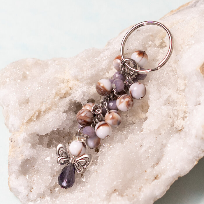 Zilveren Sleutelhanger Met Ring En Jasseron Ketting 24mm, 8 stuks