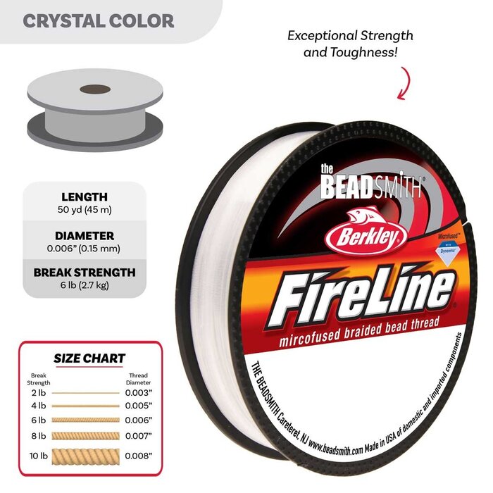 Fireline Beading Draad Crystal Wit 0.15mm, 45 meter