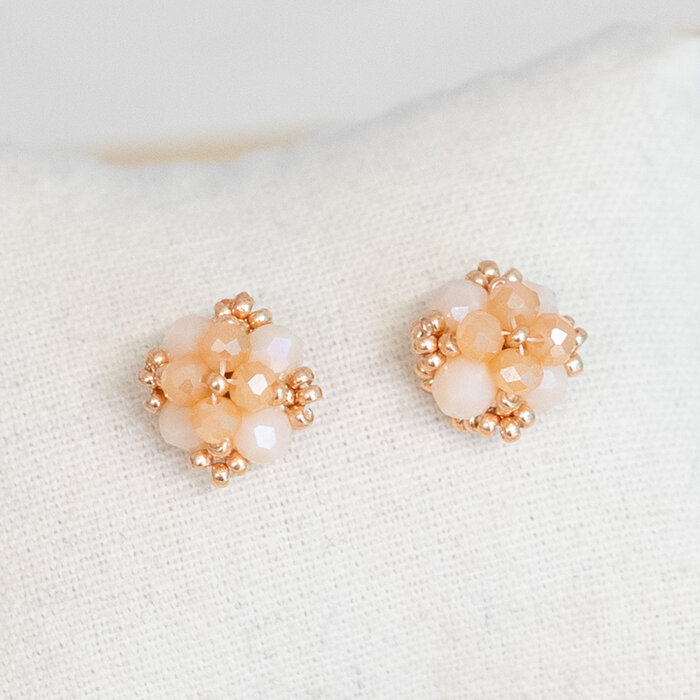 Stud oorbellen met facet kralen Inspi525