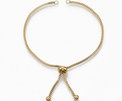 Stainless Steel Armbandje Gold Plated met Schuif Sluiting - 2mm Rolo Chain