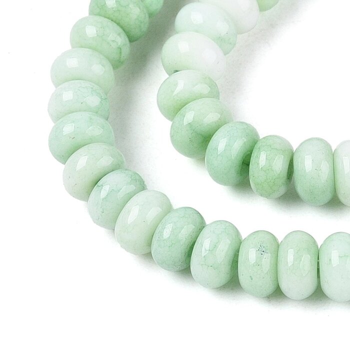 Glassbeads Rondelle Ombre Green 4~4.5x2.5mm, strand 130 pieces