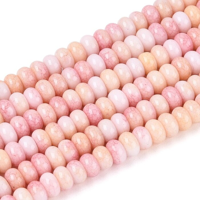 Glassbeads Rondelle Ombre Pink Orange 4~4.5x2.5mm, strand 130 pieces