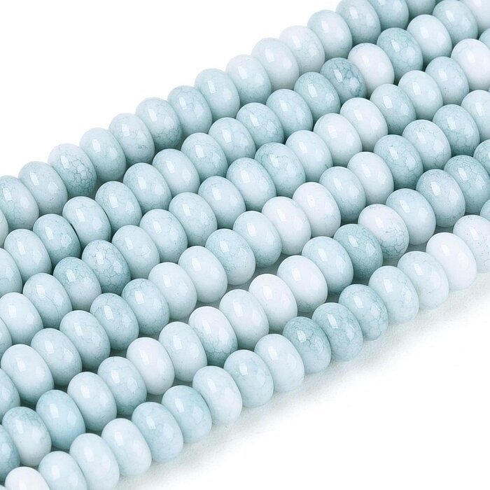 Glaskralen Rondelle Ombre Licht Blauw 4~4.5x2.5mm, streng 130 stuks