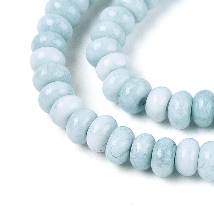 Glassbeads Rondelle Ombre Light Blue 4~4.5x2.5mm, strand 130 pieces