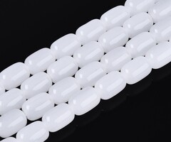 Glass Beads Cilinder White 9x6mm, strand 38 pieces