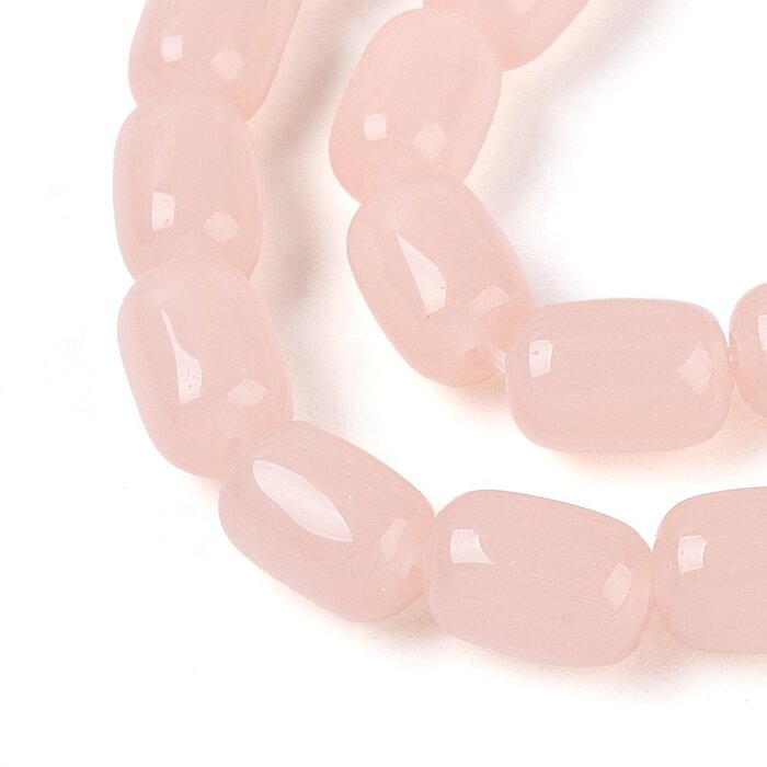 Glaskralen Cilinder Zalm 9x6mm, streng 38 stuks