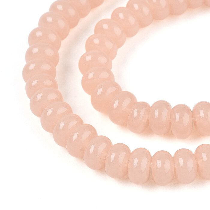 Glassbeads Rondelle Salmon 8~8.5x4.5~5mm, strand 70 pieces