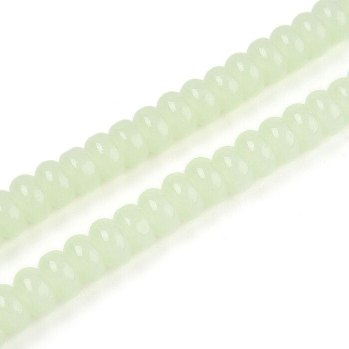 Glassbeads Rondelle Pastel Green 8~8.5x4.5~5mm, strand 70 pieces