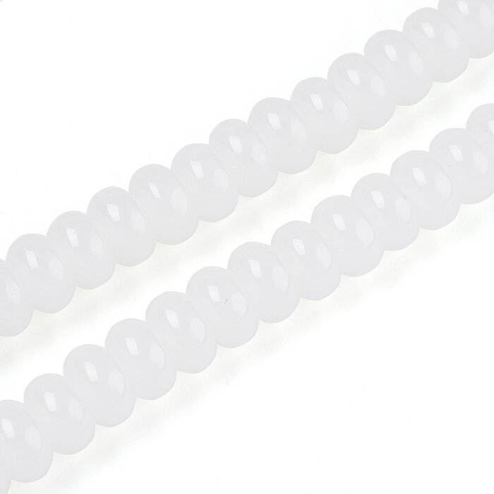 Glassbeads Rondelle White 8~8.5x4.5~5mm, strand 70 pieces