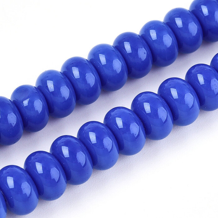 Glassbeads Rondelle Royal Blue 8~8.5x4.5~5mm, strand 70 pieces