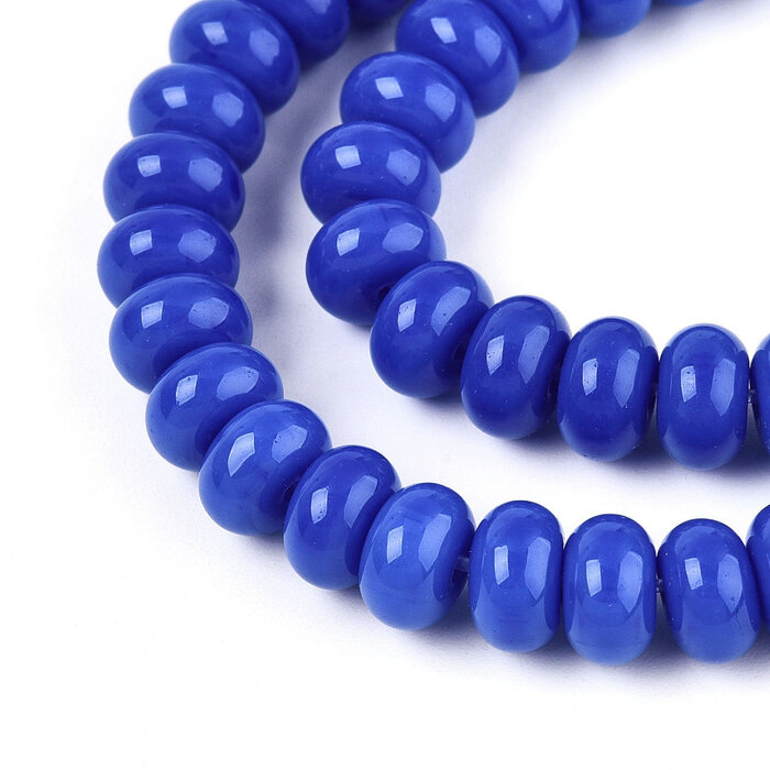 Glassbeads Rondelle Royal Blue 8~8.5x4.5~5mm, strand 70 pieces