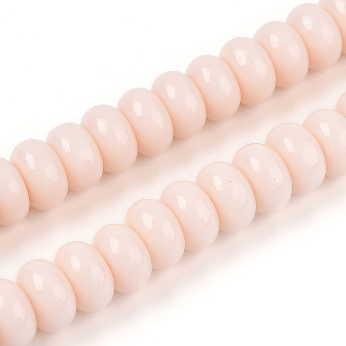 Glaskralen Rondelle Zacht Roze 8~8.5x4.5~5mm, streng 70 stuks