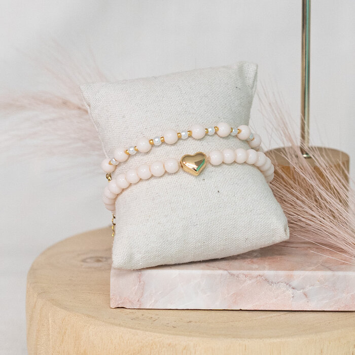 Armbanden set met roze glaskralen Inspi697