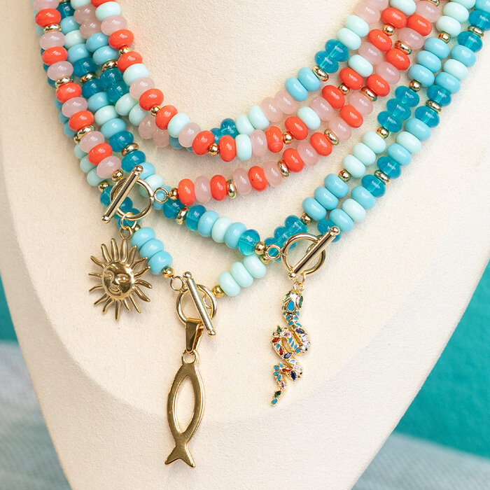 How to make a statement beaded necklace using rondelle glass beads