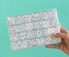 500 pieces Complete Alphabet Letterbeads White 7mm