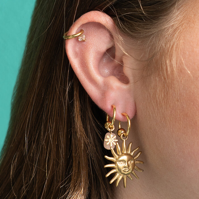 Earring Clip with Bead Electroplate Brass12.6x0.8~1.6mm Gold Plated