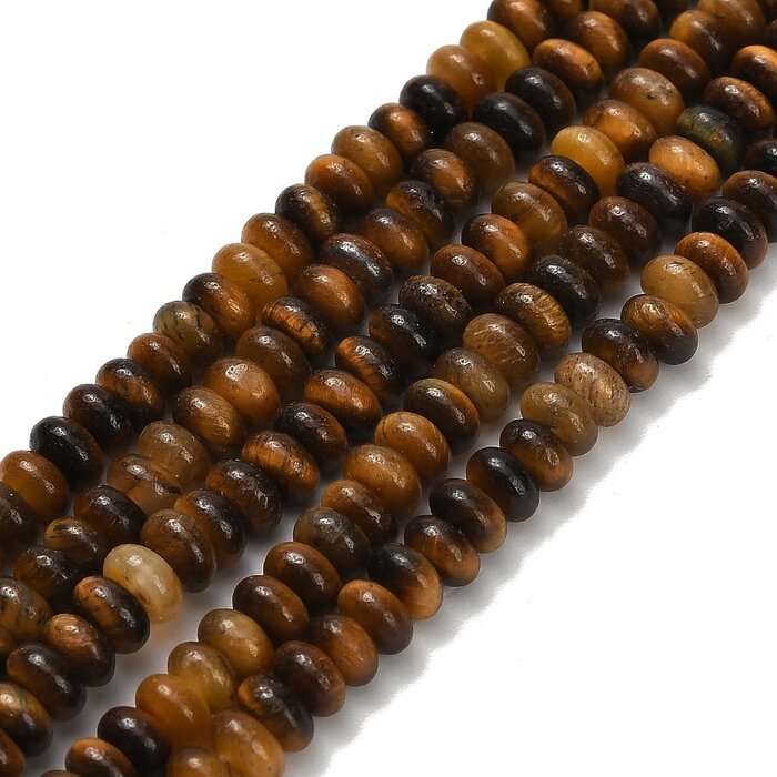 Natural Tijgeroog Rondelle Beads 4x1.5mm, strand 150 pieces