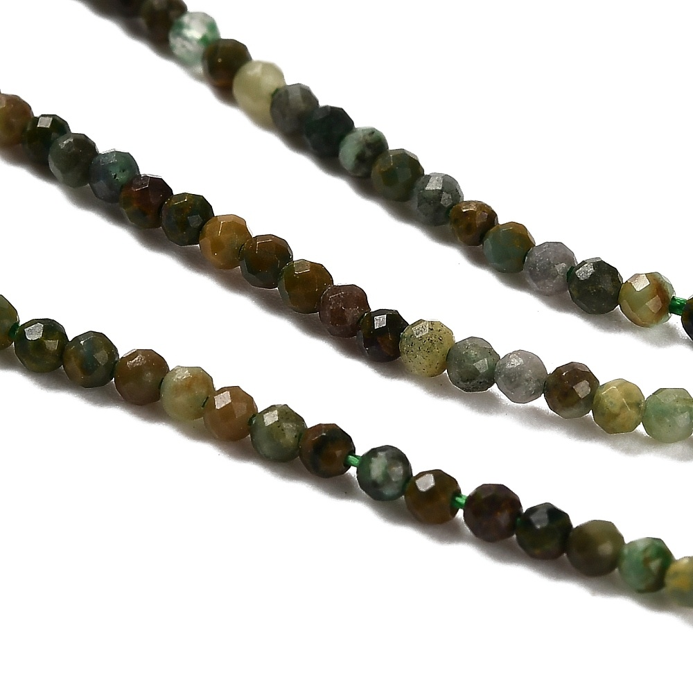 Natural African Jade Gemstone Facet Beads 2mm, strand 200 pieces